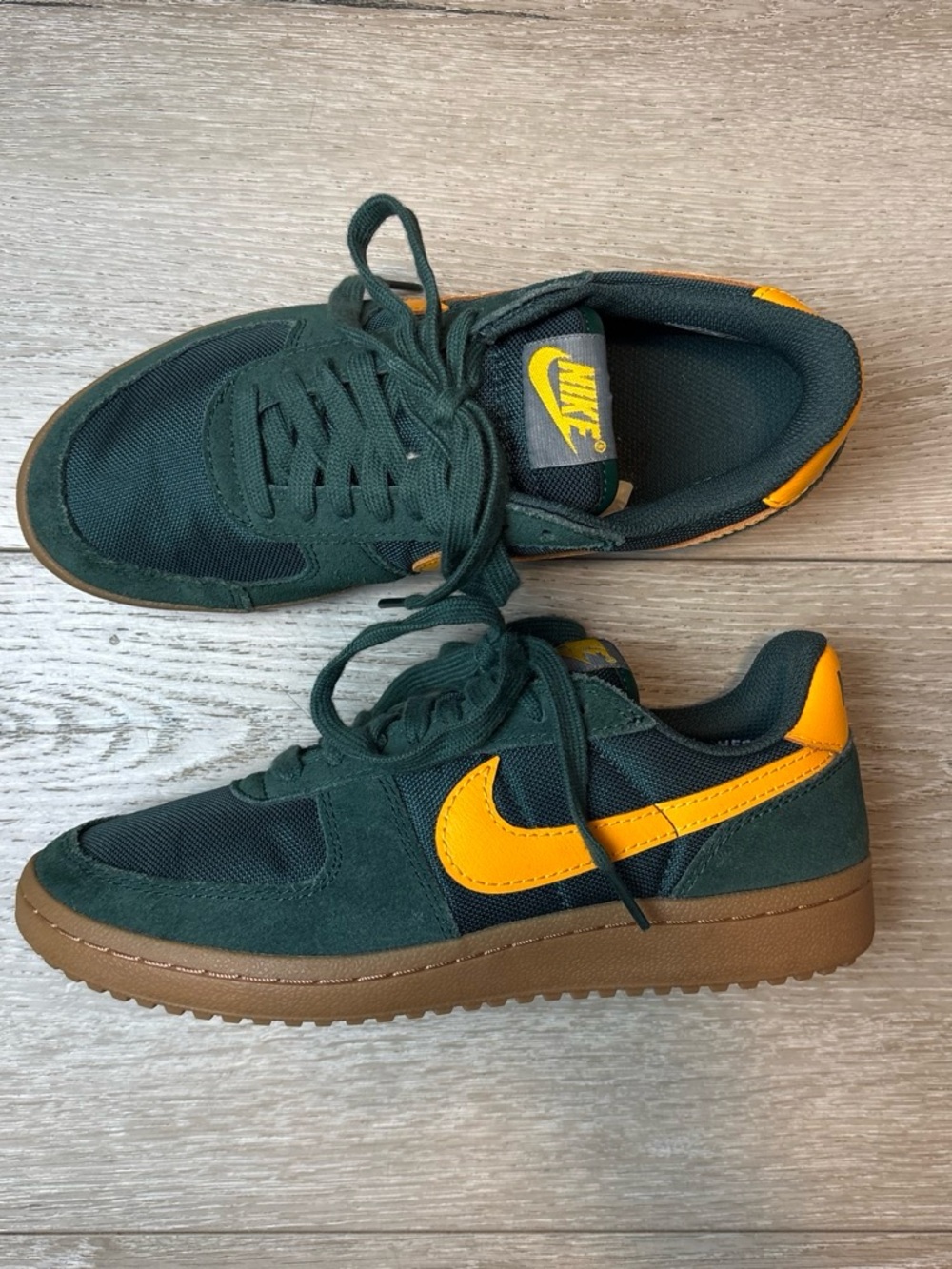 Nike Kids Green and Yellow Swoosh Sneakers